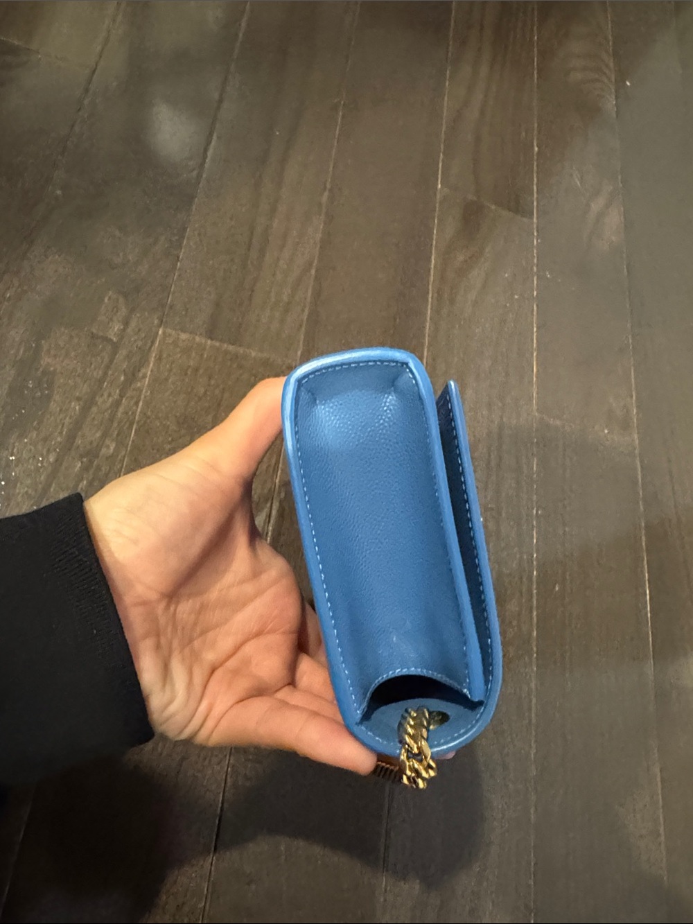 Saint Laurent Blue Leather Monogram Chain Crossbody - Picture 6 of 7